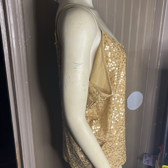 Gold Sequin Tank Top International Concepts Size Medium Large - Picture 2 of 4